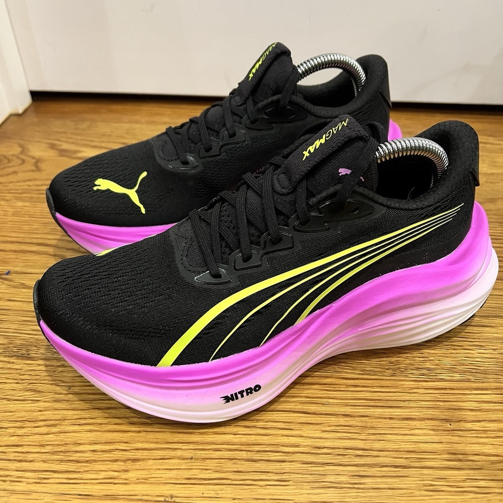 NWOT Puma MagMax Nitro Women's‎ Running Shoes Black Yellow Cushioned Size 8